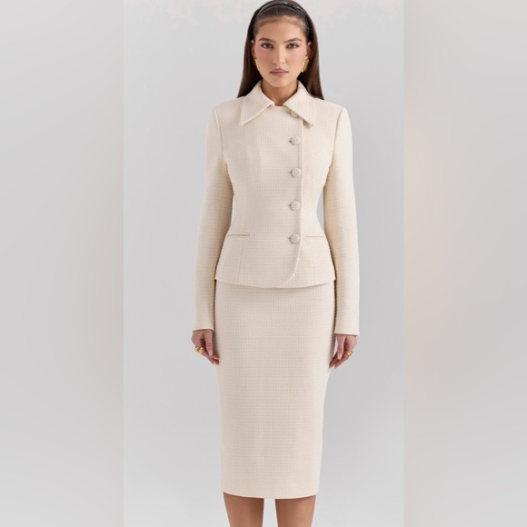House of CB Jackets & Blazers - NWT House of CB Misha and Lena Cream Boucle Button Blazer and Pencil Skirt
